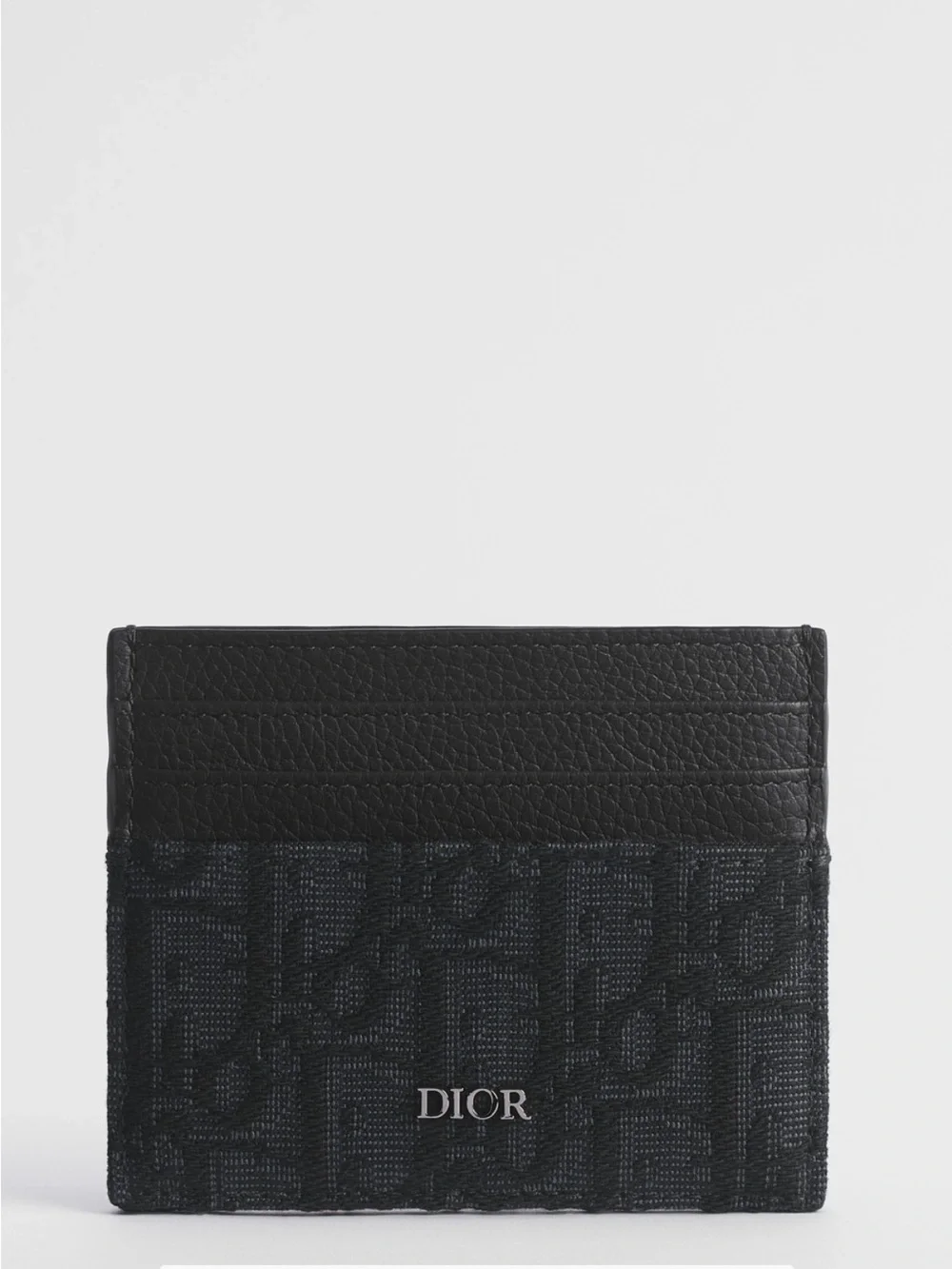 Dior Black Oblique Jacquard & Black Grained Calfskin Card Holder
